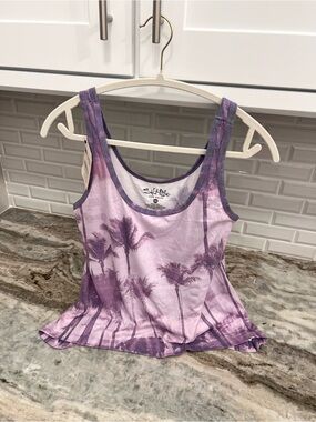 Salt Life Lavender Palm-Print Scoop Neck Tank size SML